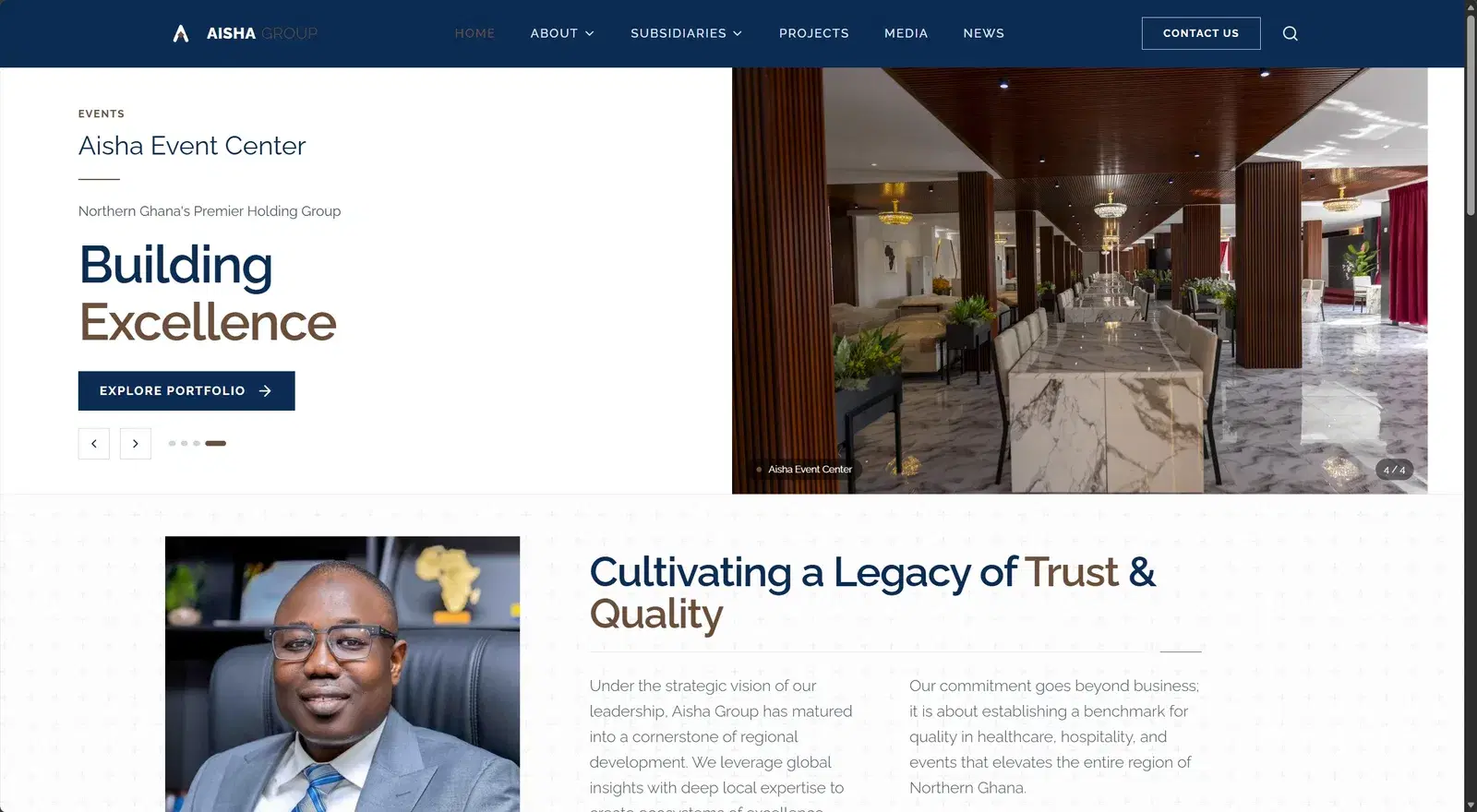 Aisha Group: Corporate website for Aisha Group, a holding group in Northern Ghana.